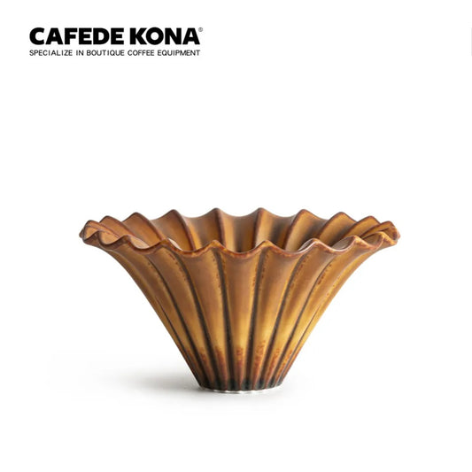 Cafede Kona ดริปเปอร์กาแฟสีน้ำตาล กรวยชงกาแฟ วัสดุเซรามิ เครื่องปั้นดินเผาฮาซามิ Ceramic V60 filter paper1-4 แก้ว