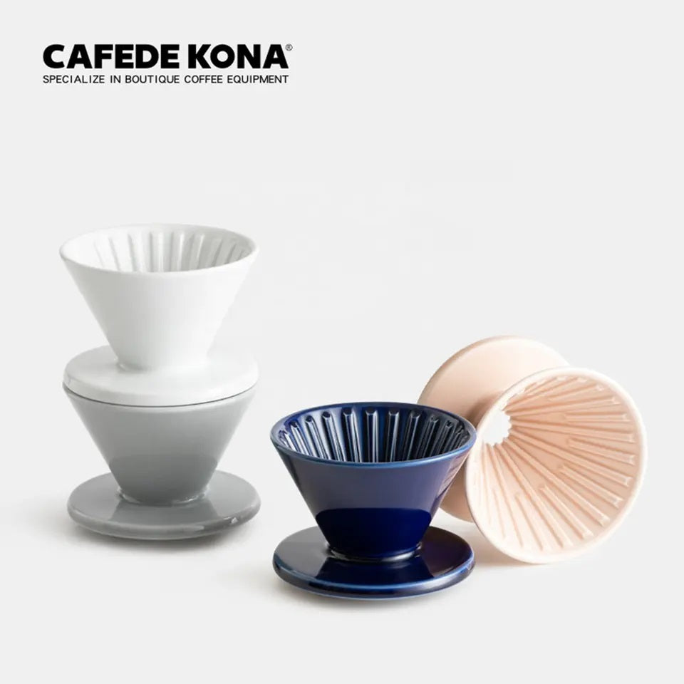 CAFEDE KONA ดริปเปอร์ เซรามิค สีขาว  V60 Drip Coffee มีหลากหลายสีให้เลือก