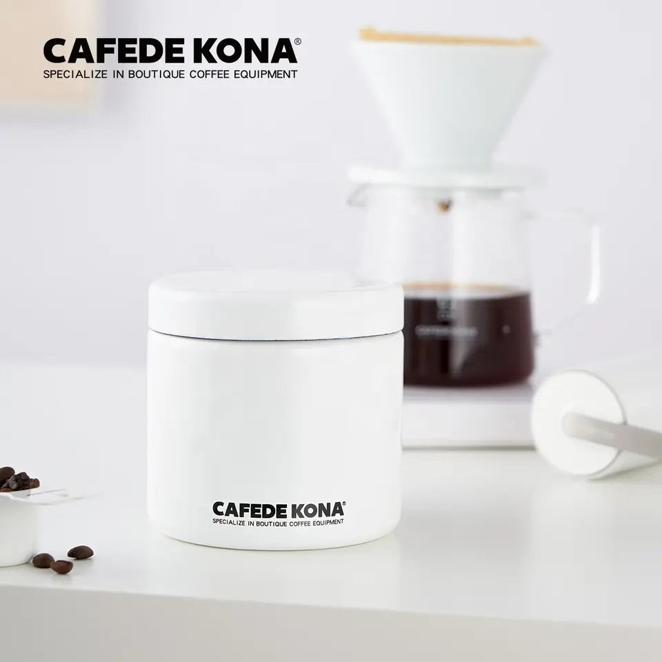 Cafede Kona เก็บเมล็ดกาแฟ โถเก็บเมล็ดกาแฟ สีขาว