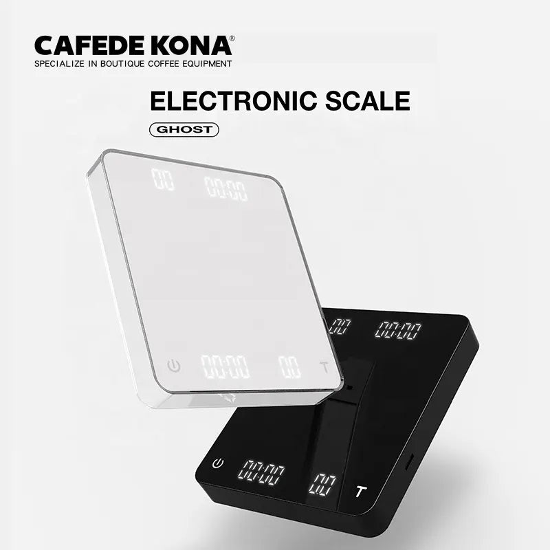 CAFEDE KONA เครื่องชั่งกาแฟ ชั่งน้ำหนักกาแฟ จับเวลา ดริฟกาแฟ Ghost Dual-Screen LED Electronic Scale