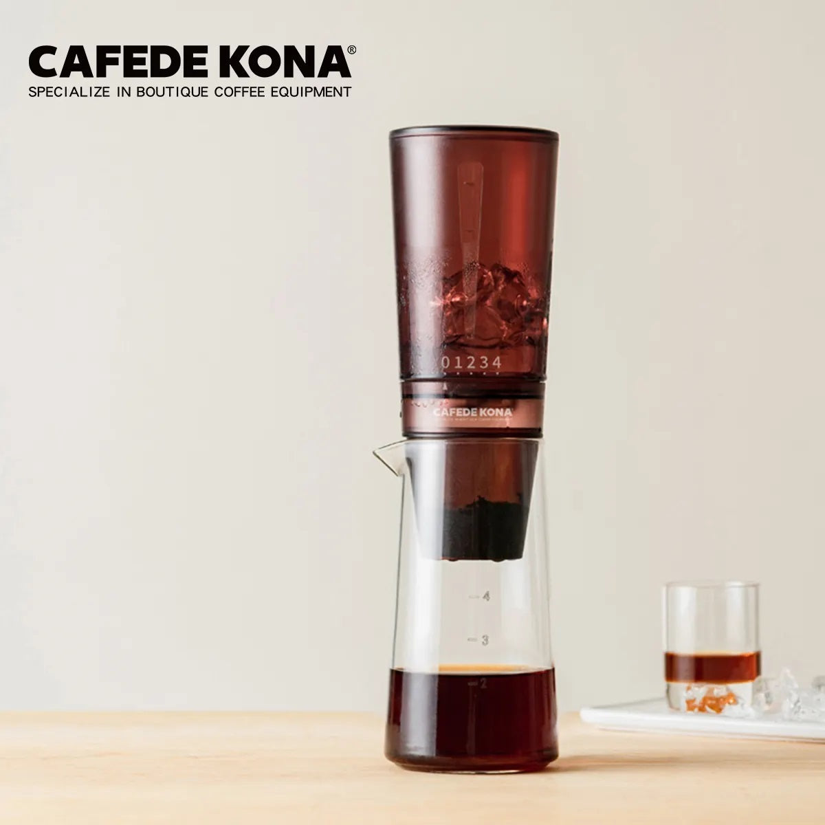 Cafede Kona ดริปเปอร์เย็น อุปกรณ์ดริปเย็น อุปกรณ์ดริปกาแฟ สีเทา/สีแดง