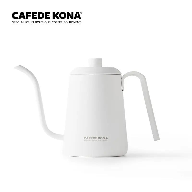 CAFEDE KONA Silver kettle กาต้มน้ำคอห่าน กาสำหรับดริปกาแฟสแตนเลส ขนาด 600ml สีเงิน/สีดำ/สีขาว