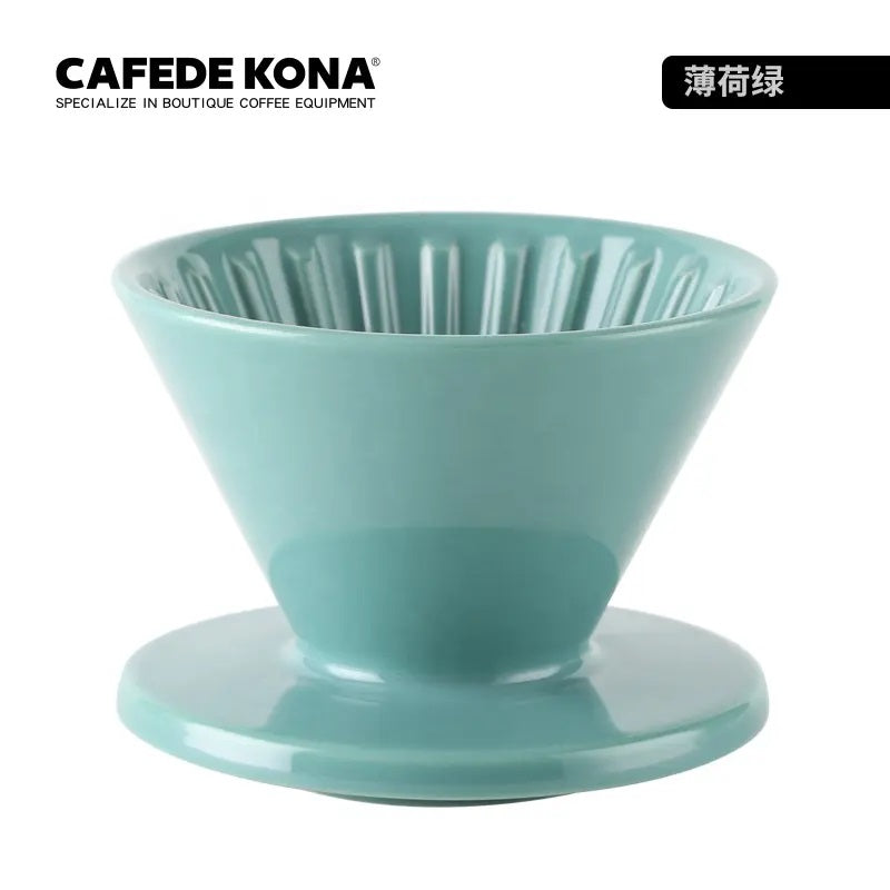 CAFEDE KONA ดริปเปอร์ เซรามิค สีเขียวอ่อน  V60 Drip Coffee มีหลากหลายสีให้เลือก