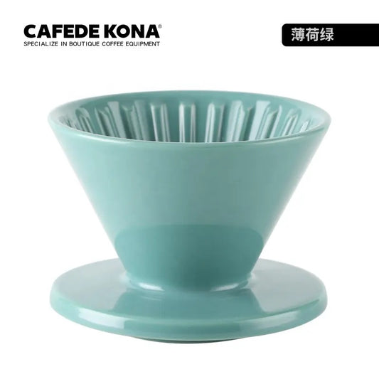 CAFEDE KONA ดริปเปอร์ เซรามิค สีเขียวอ่อน  V60 Drip Coffee มีหลากหลายสีให้เลือก