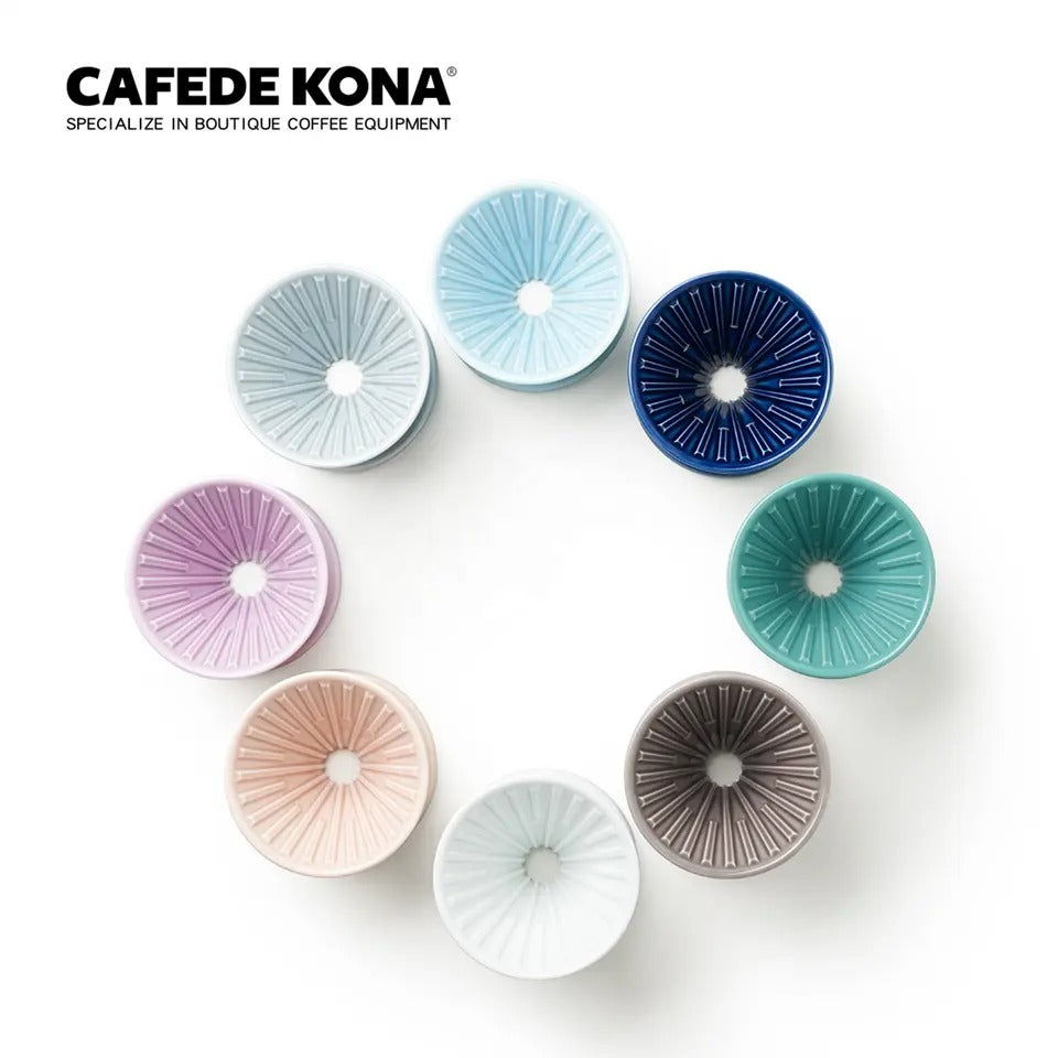 CAFEDE KONA ดริปเปอร์ เซรามิค สีเขียวอ่อน  V60 Drip Coffee มีหลากหลายสีให้เลือก