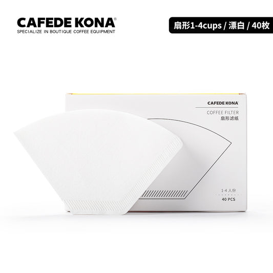 CAFEDE KONA กระดาษดริปกาแฟ รูปตัวพัดลม กระดาษกรองกาแฟ V60 ขนาด 01(1-2 แก้ว) และ02(1-4แก้ว) 40 ชิ้น/แพค  paper filter