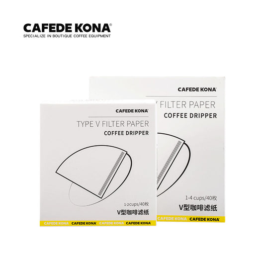 CAFEDE KONA กระดาษดริปกาแฟ รูปตัวV กระดาษกรองกาแฟ V60 ขนาด 01(1-2 แก้ว) และ02(1-4แก้ว) 40 ชิ้น/แพค  paper filter