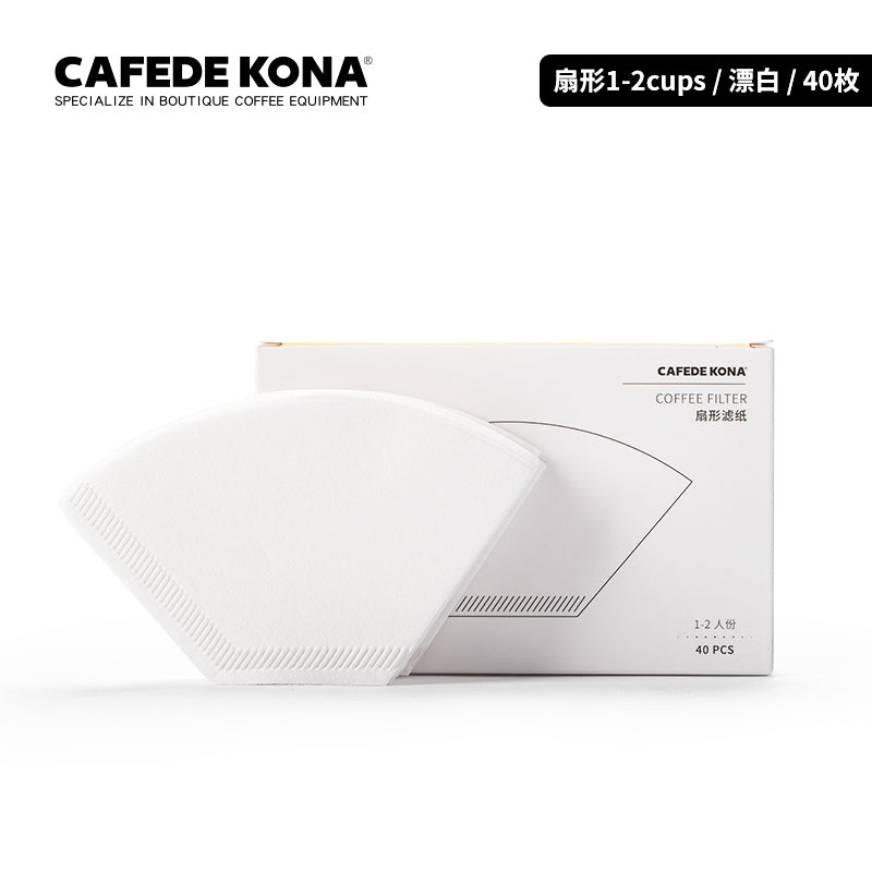 CAFEDE KONA กระดาษดริปกาแฟ รูปตัวพัดลม กระดาษกรองกาแฟ V60 ขนาด 01(1-2 แก้ว) และ02(1-4แก้ว) 40 ชิ้น/แพค  paper filter