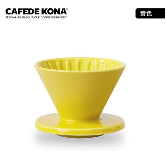 CAFEDE KONA ดริปเปอร์ เซรามิค สีเหลือง  V60 Drip Coffee มีหลากหลายสีให้เลือก