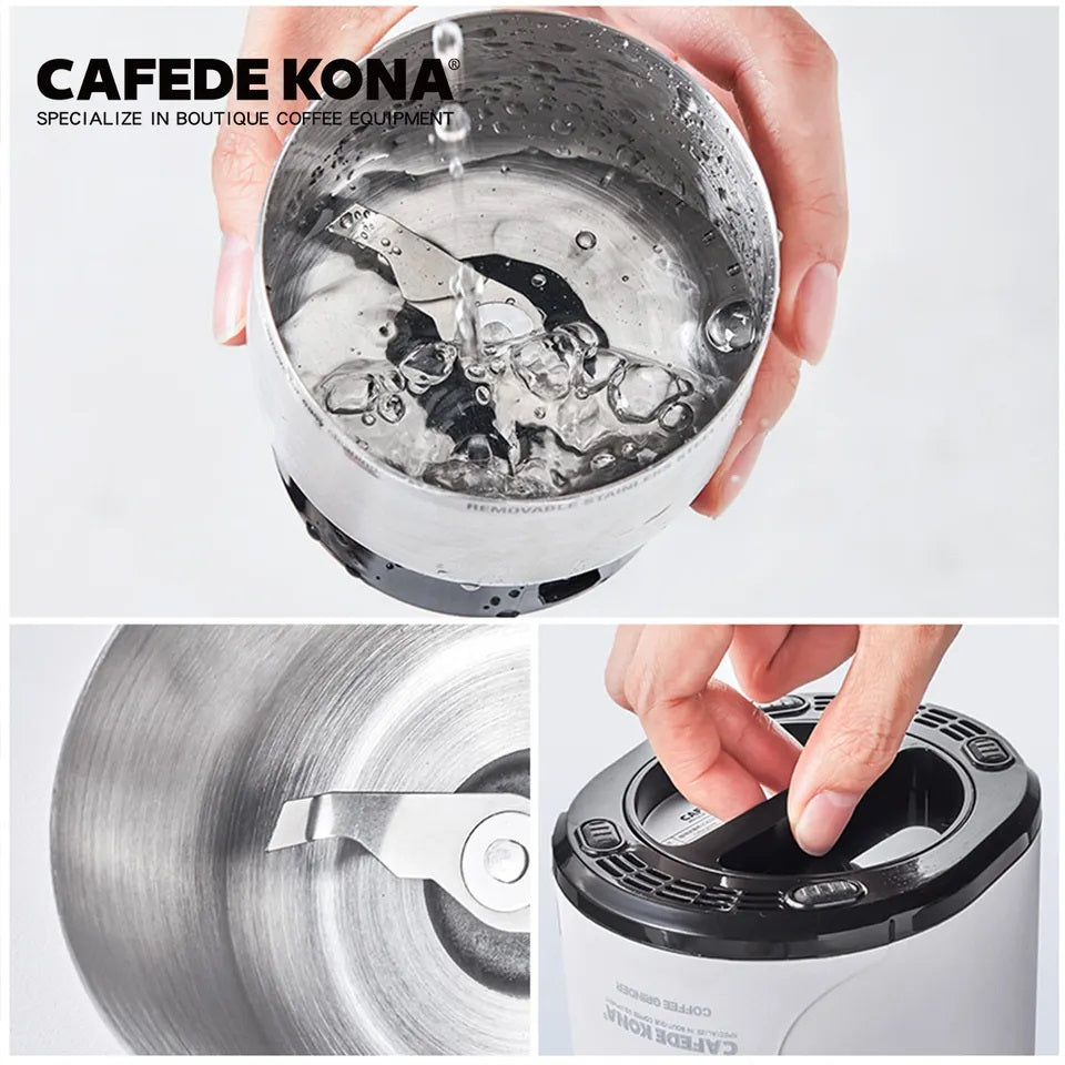 CAFEDE KONA เครื่องบดกาแฟมือหมุนสีเงิน Manual Stainless Steel  Coffee Grinder Silver Color